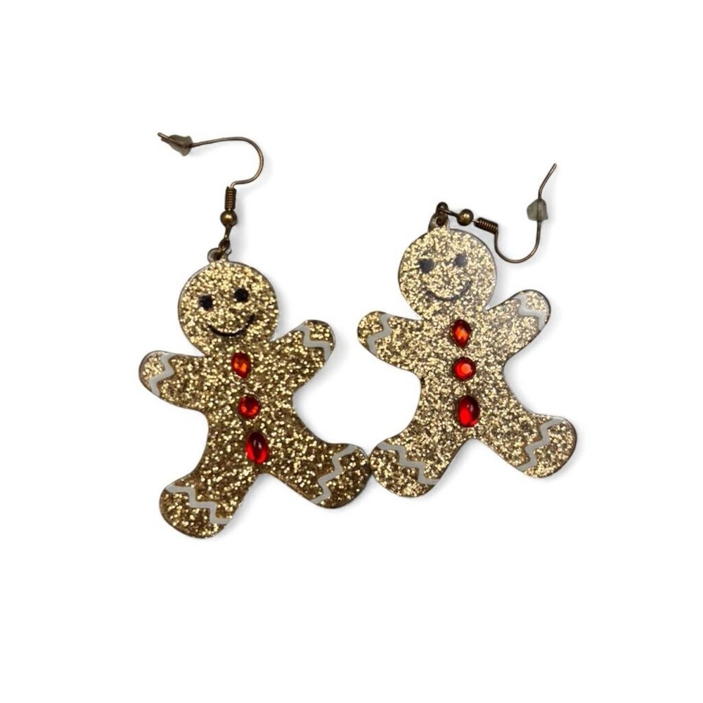 Gold Glitter Gingerbread Earrings
